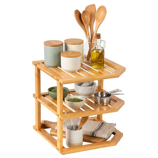 Bambusová rohová kuchyňská police DEDAL