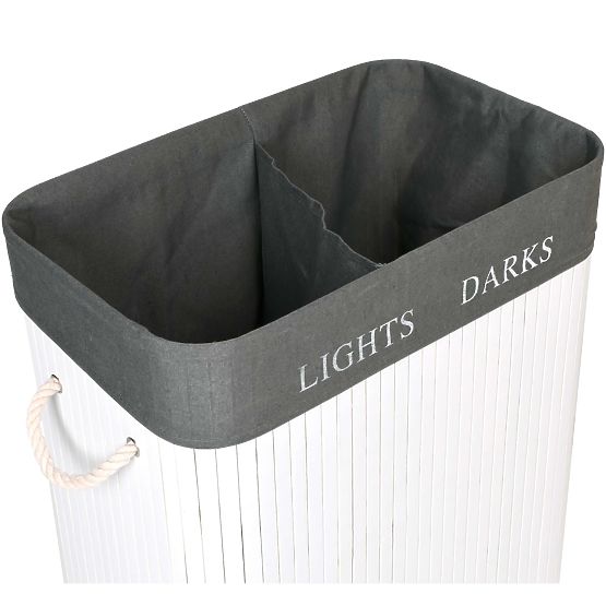 Bambusový koš na prádlo 2 komory bílo-šedý