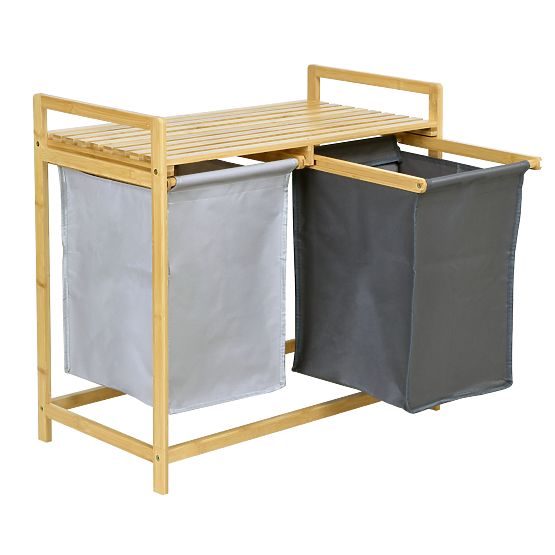 Bambusový koš na prádlo nebo hračky HANOI 2 přihrádky DUO BARVA