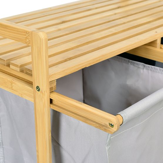 Bambusový koš na prádlo nebo hračky HANOI 2 přihrádky DUO BARVA