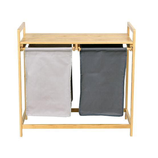 Bambusový koš na prádlo nebo hračky HANOI 2 přihrádky DUO BARVA