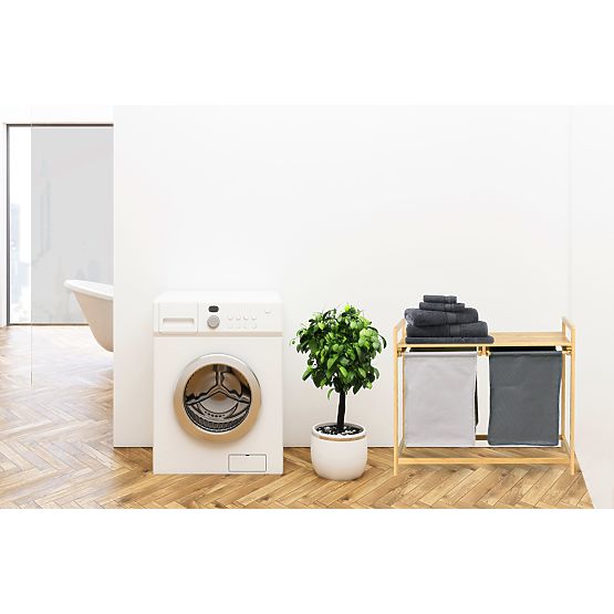 Bambusový koš na prádlo nebo hračky HANOI 2 přihrádky DUO BARVA