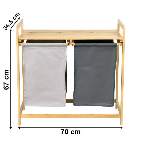 Bambusový koš na prádlo nebo hračky HANOI 2 přihrádky DUO BARVA