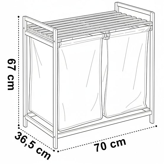 Bambusový koš na prádlo nebo hračky HANOI 2 přihrádky