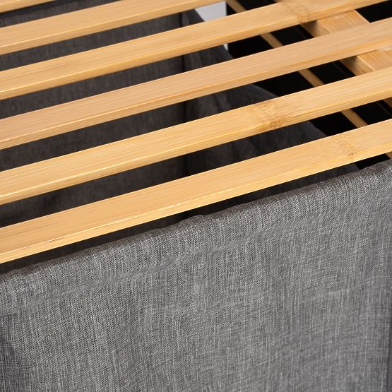 bambusový koš na prádlo nebo hračky HANOI BLACK 2 přihrádky DUO BARVA