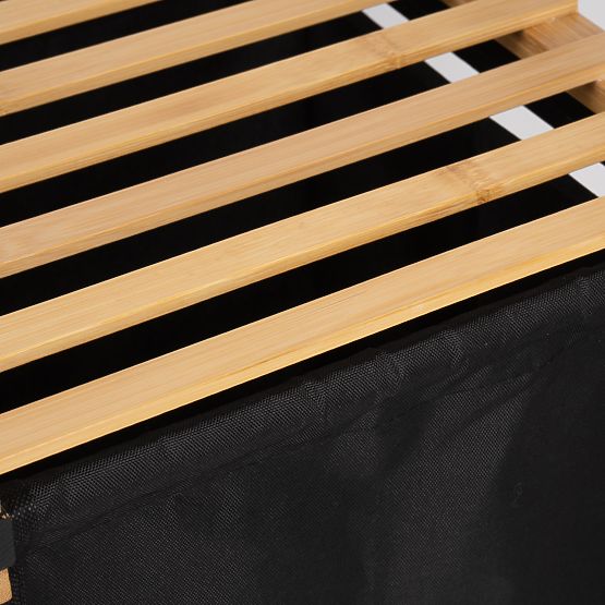 bambusový koš na prádlo nebo hračky HANOI BLACK 2 přihrádky DUO BARVA