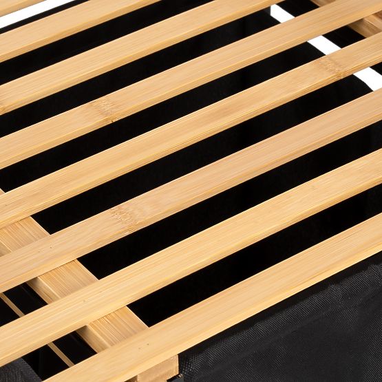 bambusový koš na prádlo nebo hračky HANOI BLACK 2 přihrádky DUO BARVA