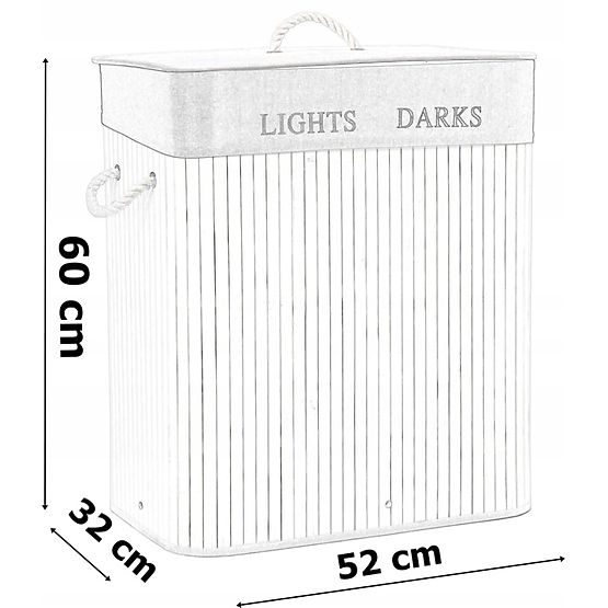 Bambusový koš na prádlo s 2 komorami přírodní