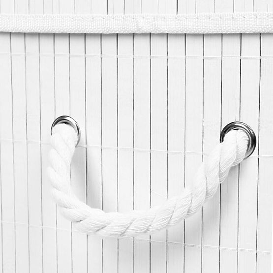 Bambusový koš na prádlo s víkem 100L bílý