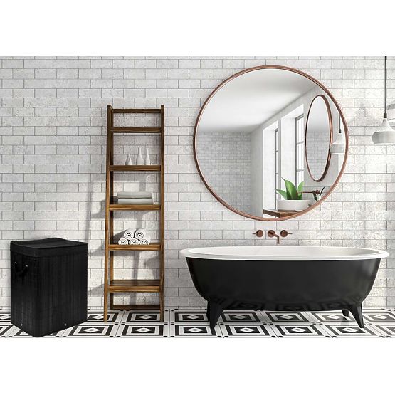 Bambusový koš na prádlo s víkem 100L černý