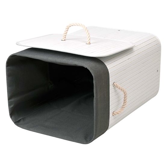 Bambusový koš na prádlo s víkem 80L bílo-šedý