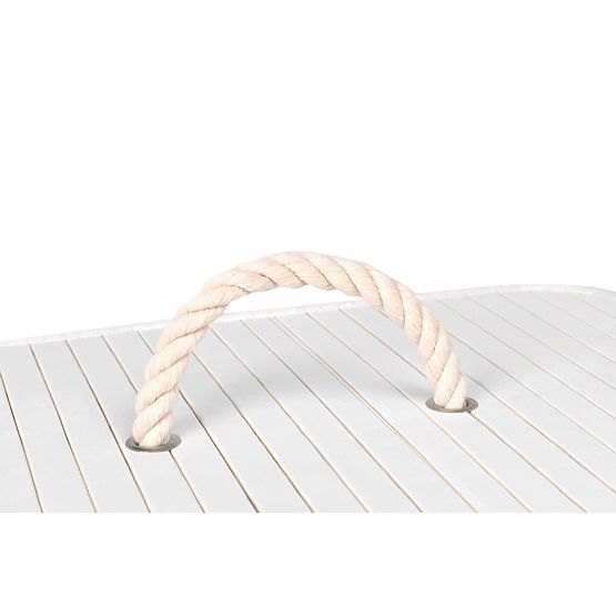 Bambusový koš na prádlo s víkem 80L bílo-šedý