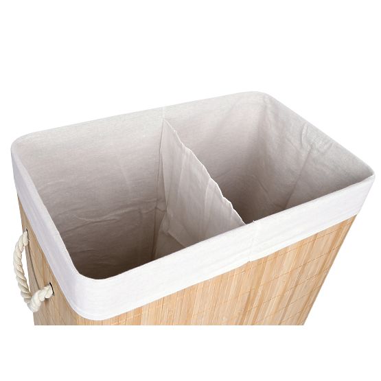 Bambusový koš na prádlo Soren 2 komory přírodní