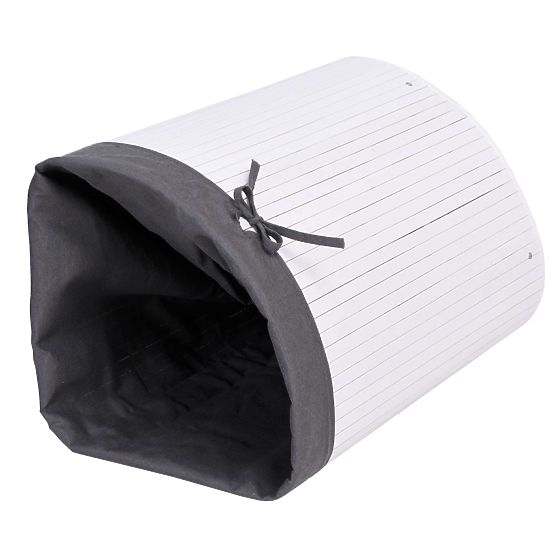 Bambusový rohový koš na prádlo s víkem bílo-šedý