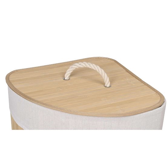 Bambusový rohový koš na prádlo s víkem natural 60L