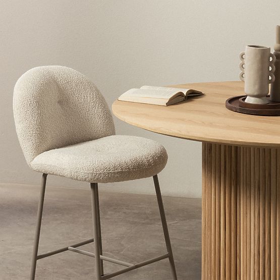 Barová stolička Fiori světle béžová, oblé tvary