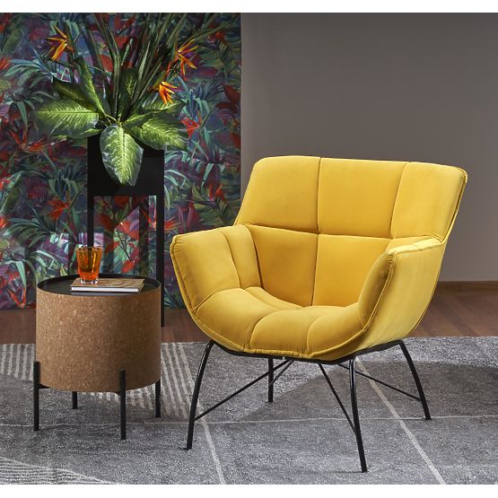 BELTON žluté relaxační křeslo 