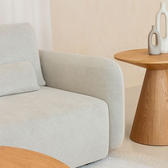 Boční stolek Abisko, 60 cm, kulatý, přírodní dubová dýha