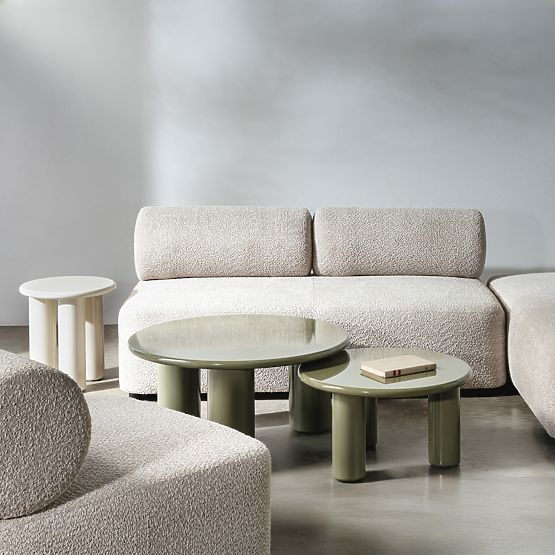 Boční stolek Blair 40 cm, krémový, lesklý