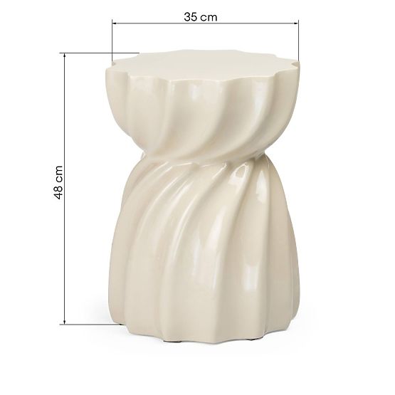 Boční stolek Bloom 35 cm, béžový, lesklý