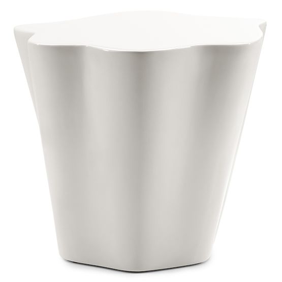 Boční stolek Bow 49 cm, šedobéžový, lesklý, oblé tvary