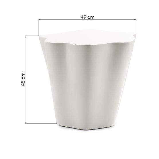 Boční stolek Bow 49 cm, šedobéžový, lesklý, oblé tvary