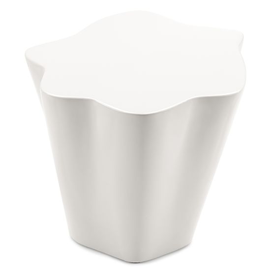 Boční stolek Bow 49 cm, šedobéžový, lesklý, oblé tvary