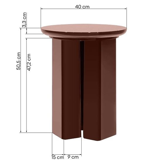 Boční stolek Brie 40 cm, bordó/hnědý, lesklý