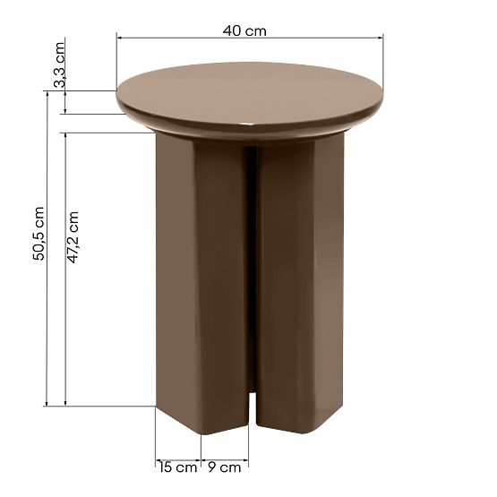 Boční stolek Brie 40 cm, světle hnědý, mocha, lesklý