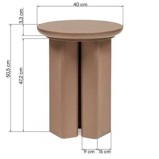 Boční stolek Brie 40 cm, světle hnědý, mocha, lesklý