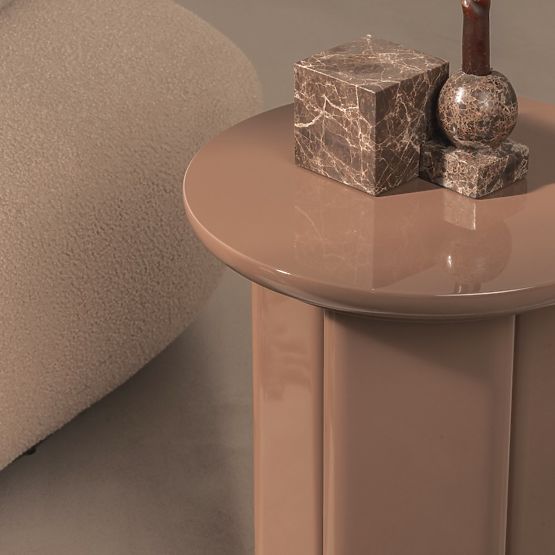 Boční stolek Brie 40 cm, světle hnědý, mocha, lesklý