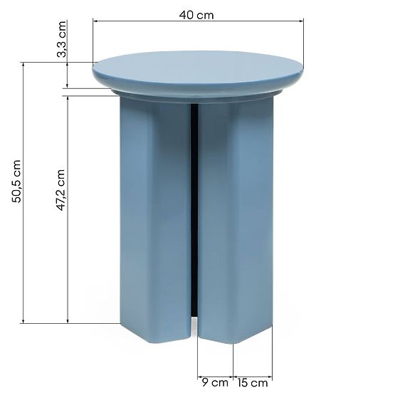 Boční stolek Brie 40 cm, tlumená modrá, lesklý