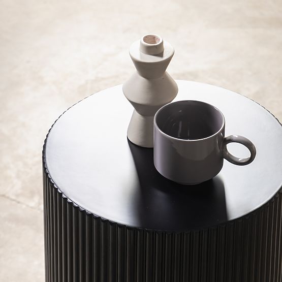 Boční stolek Ermanno, 35 cm, černý, rýhovaný