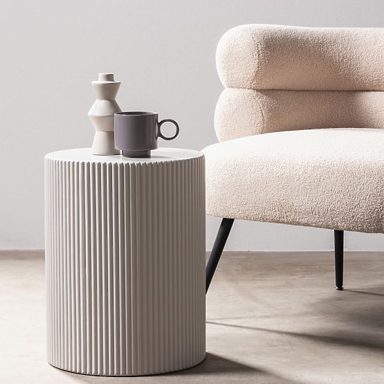 Boční stolek Ermanno, 35 cm, šedobéžový, rýhovaný