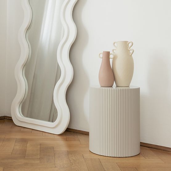 Boční stolek Ermanno, 35 cm, šedobéžový, rýhovaný