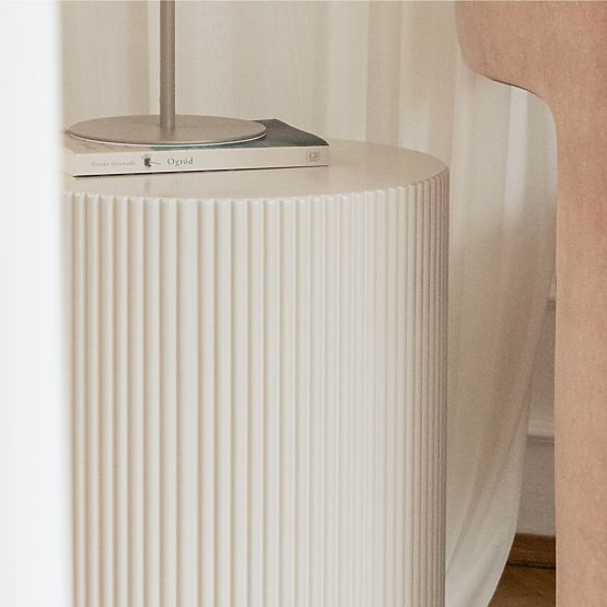 Boční stolek Ermanno, 35 cm, šedobéžový, rýhovaný