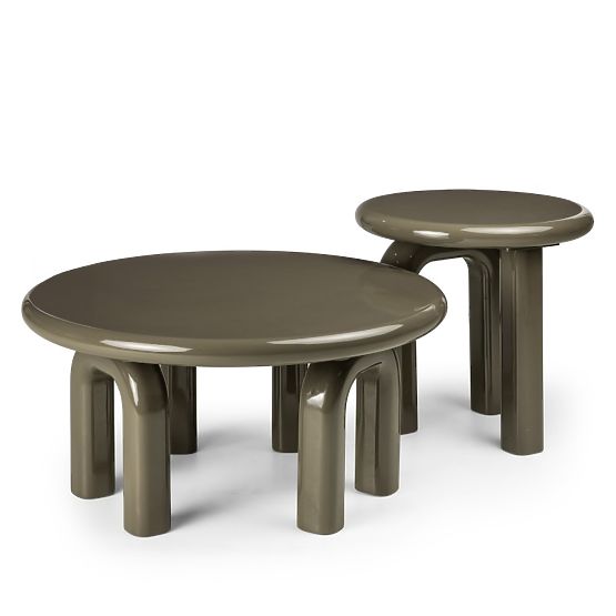 Boční stolek Flambe 50 cm, zelený/šedý, lesklý