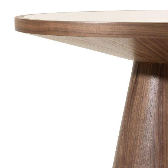 Boční stolek Kyoto 60 cm, kulatý, travertin/ořech