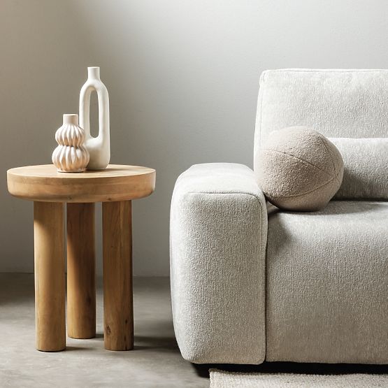 Boční stolek Limali 50 cm, kulatý, mangové dřevo, oblé tvary