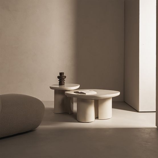 Boční stolek Puro 50 cm, světle béžový, lesklý