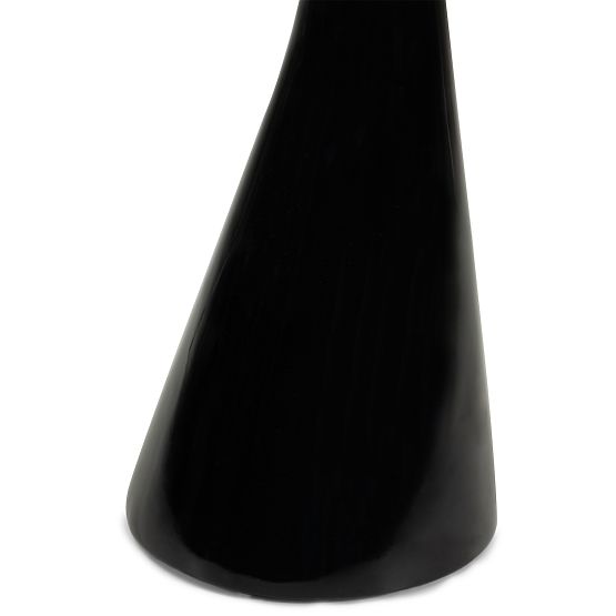 Boční stolek se skleněnou deskou Muun 45 cm, černý, lesklý, oblé tvary