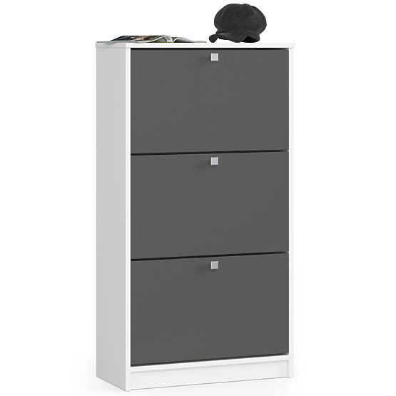 Botník 3 výklopné dveře 60 cm - bílá-grafitová šedá