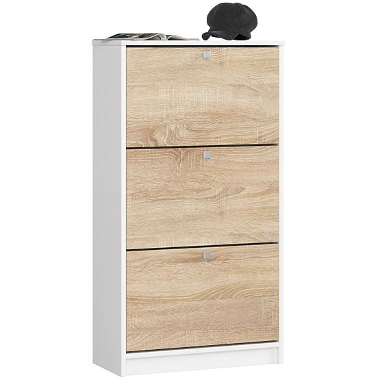 Botník 3 výklopné dveře 60 cm - bílý-dub sonoma