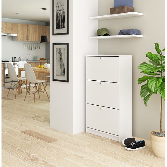 BOTNÍK 3 VÝKLOPNÉ DVEŘE 60 cm BÍLÝ