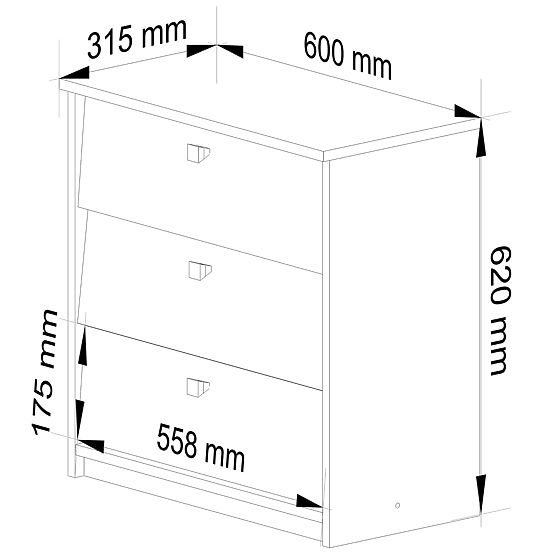 Botník MINI 3 výklopné dveře 60 cm - bílý