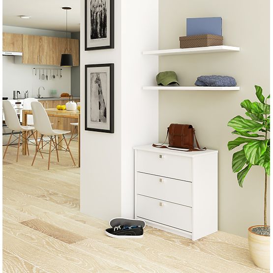 Botník MINI 3 výklopné dveře 60 cm - bílý