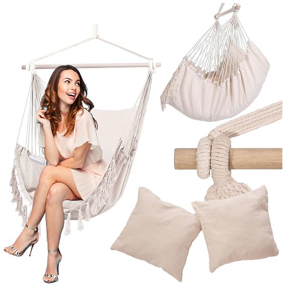 Brazílská houpací židle BAHIO béžová