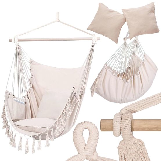 Brazílská houpací židle BAHIO béžová