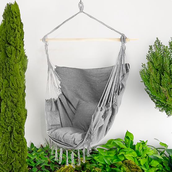 Brazilská houpací židle BAHIO šedá