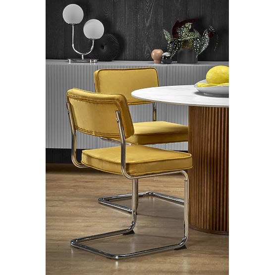 BRUNO kulatý stůl, bílý mramor / ořechový (2p=1ks)